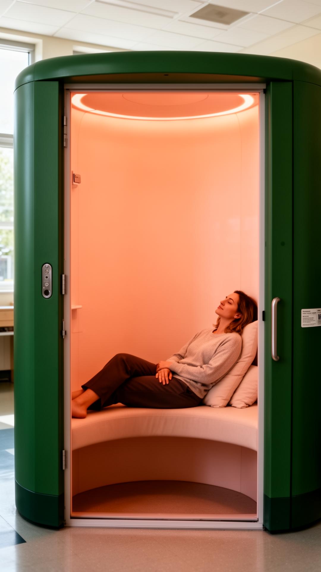 My Serenity Pod interior with peach glow